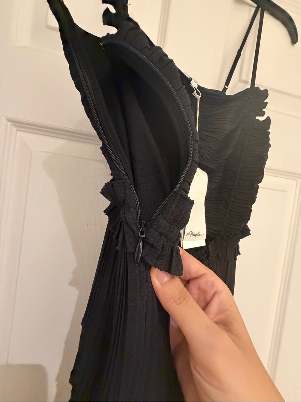 3.1 Phillip Lim Black Ruched Strap Maxi Dress - Picture 4 of 6